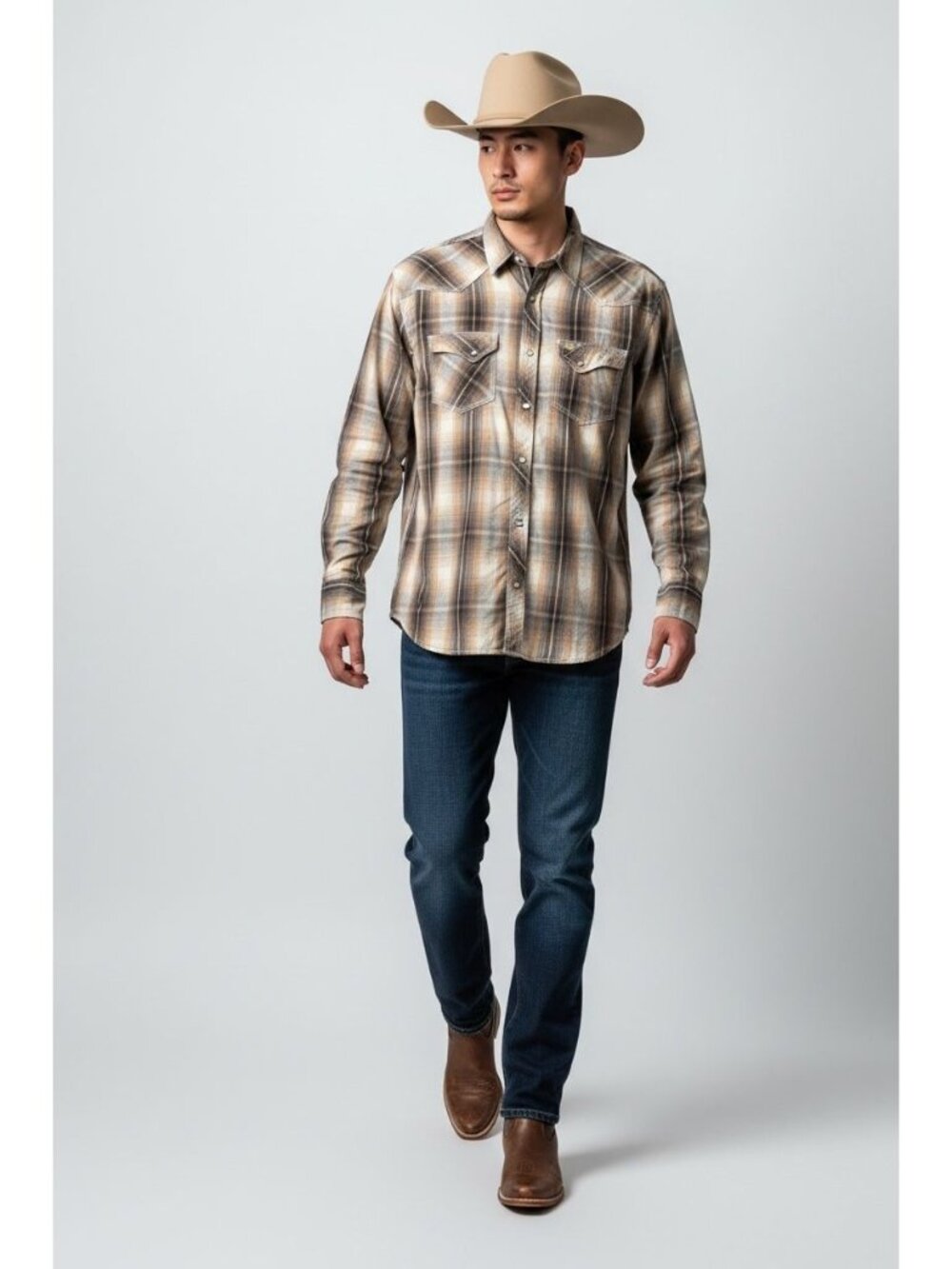 Larry Mahan Mens Cowboy Collection Plaid Western Pearl Snap All Cotton Shirt XXL - Picture 2 of 13